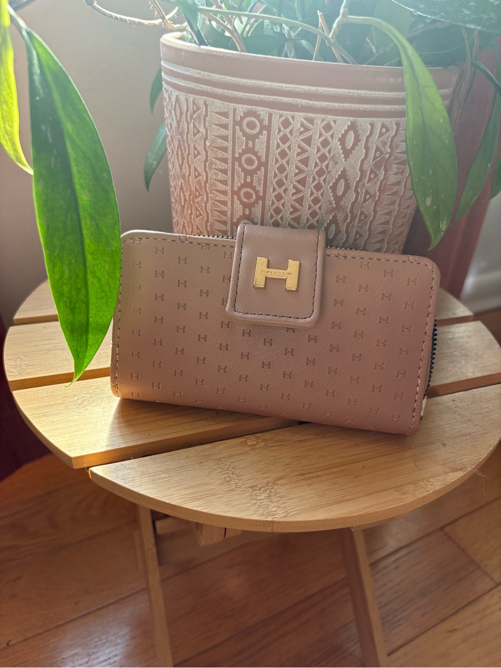 Halston dusty pink Wallet with Gold Hardware